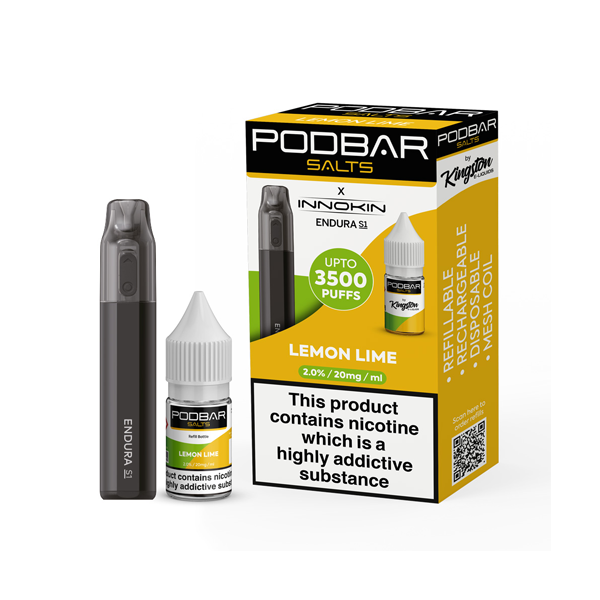 20mg Podbar Salts by Kingston x Innokin Endura S1 Disposable Vape Kit 3500 Puffs - Lazy Frog Shop