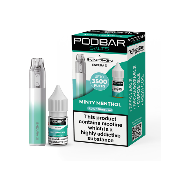 20mg Podbar Salts by Kingston x Innokin Endura S1 Disposable Vape Kit 3500 Puffs - Lazy Frog Shop