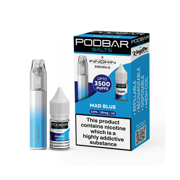 20mg Podbar Salts by Kingston x Innokin Endura S1 Disposable Vape Kit 3500 Puffs - Lazy Frog Shop