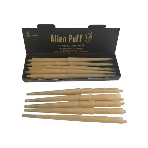 40 Alien Puff Black Gold King Size Pre Rolled 109mm Cones - Lazy Frog Shop