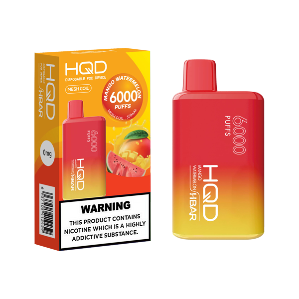 0mg HQD HBAR Disposable Vape Device 6000 Puffs - Lazy Frog Shop