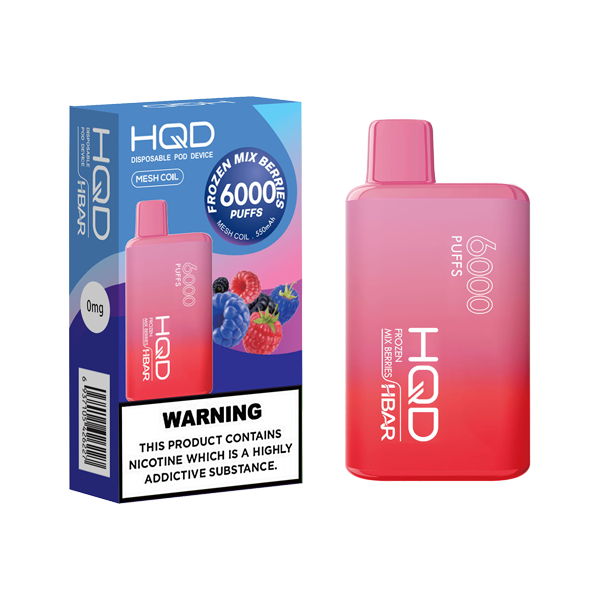 0mg HQD HBAR Disposable Vape Device 6000 Puffs - Lazy Frog Shop