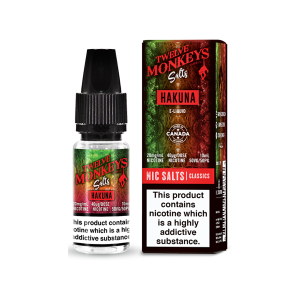 10mg Twelve Monkeys Classics 10ml Nic Salt (50VG/50PG) - Lazy Frog Shop