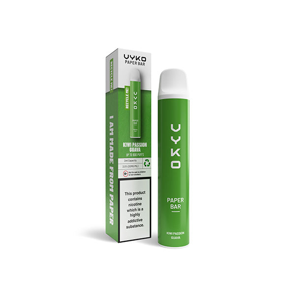 20mg VYKO (99% Plastic Free) Paper Bar Disposable Vape Device 800 Puffs - Lazy Frog Shop