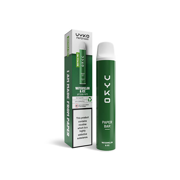 20mg VYKO (99% Plastic Free) Paper Bar Disposable Vape Device 800 Puffs - Lazy Frog Shop