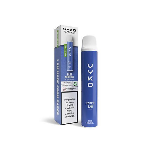 20mg VYKO (99% Plastic Free) Paper Bar Disposable Vape Device 800 Puffs - Lazy Frog Shop