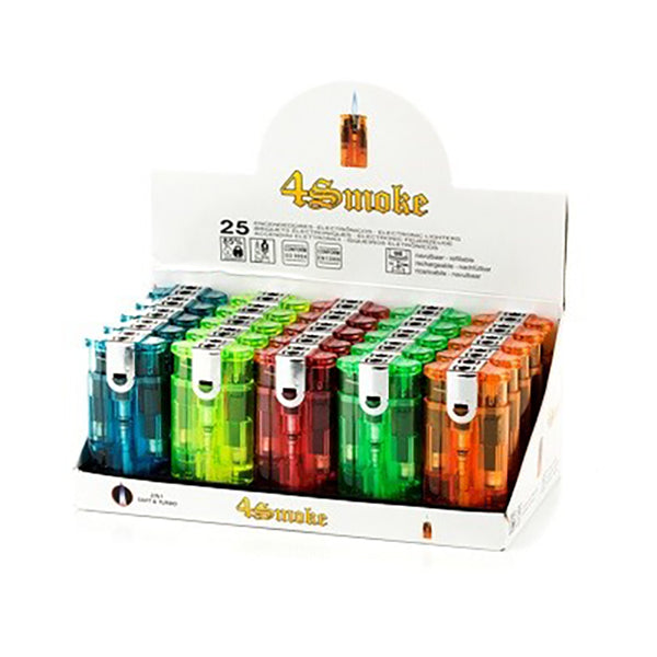 25 x 4smoke Double Flame Electronic Lighters - 8248 - Lazy Frog Shop