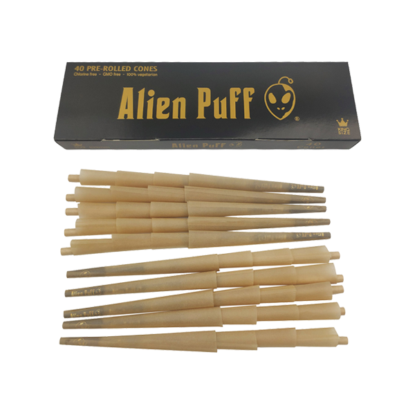 40 Alien Puff Black & Gold King Size Pre-Rolled 84mm Cones - Lazy Frog Shop