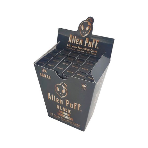 24 Alien Puff Black & Gold King Size Pre-Rolled Black Cones - Lazy Frog Shop